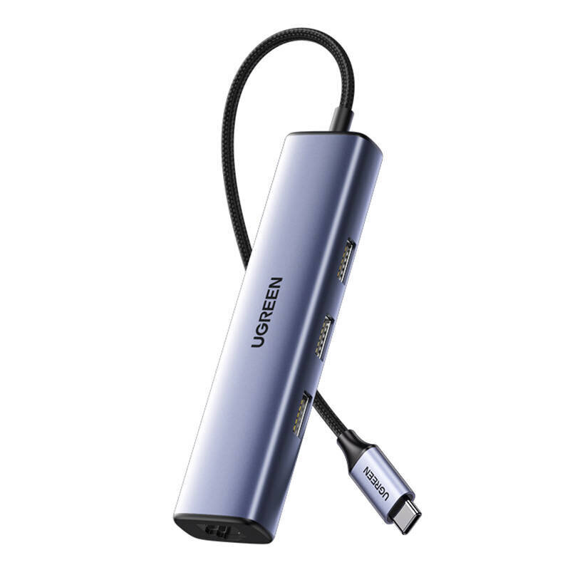 Ugreen CM475 adapter USB-C jaotur kuni 3x USB 3.0, RJ45 hind ja info | USB adapterid ja jagajad | hansapost.ee
