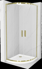 Poolringikujuline dušikabiin Mexen Rio F aluse ja sifooniga, Gold+White/Gold, 90 x 90 cm hind ja info | Dušikabiinid | hansapost.ee