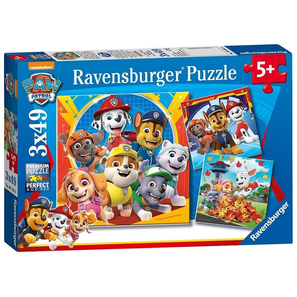 Pusle Ravensburger, Patrullkoerad, 3x49tk цена и информация | Pusled lastele ja täiskasvanutele | hansapost.ee