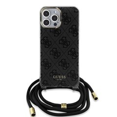 Guess PU Grip Stand 4G Strass Triangle Metal Logo Case for iPhone 15 Pro Max Black цена и информация | Чехлы для телефонов | hansapost.ee