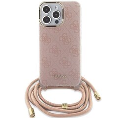 Guess GUHCP15XHC4SEP iPhone 15 Pro Max 6.7" różowy|pink hardcase Crossbody Cord 4G Print цена и информация | Чехлы для телефонов | hansapost.ee