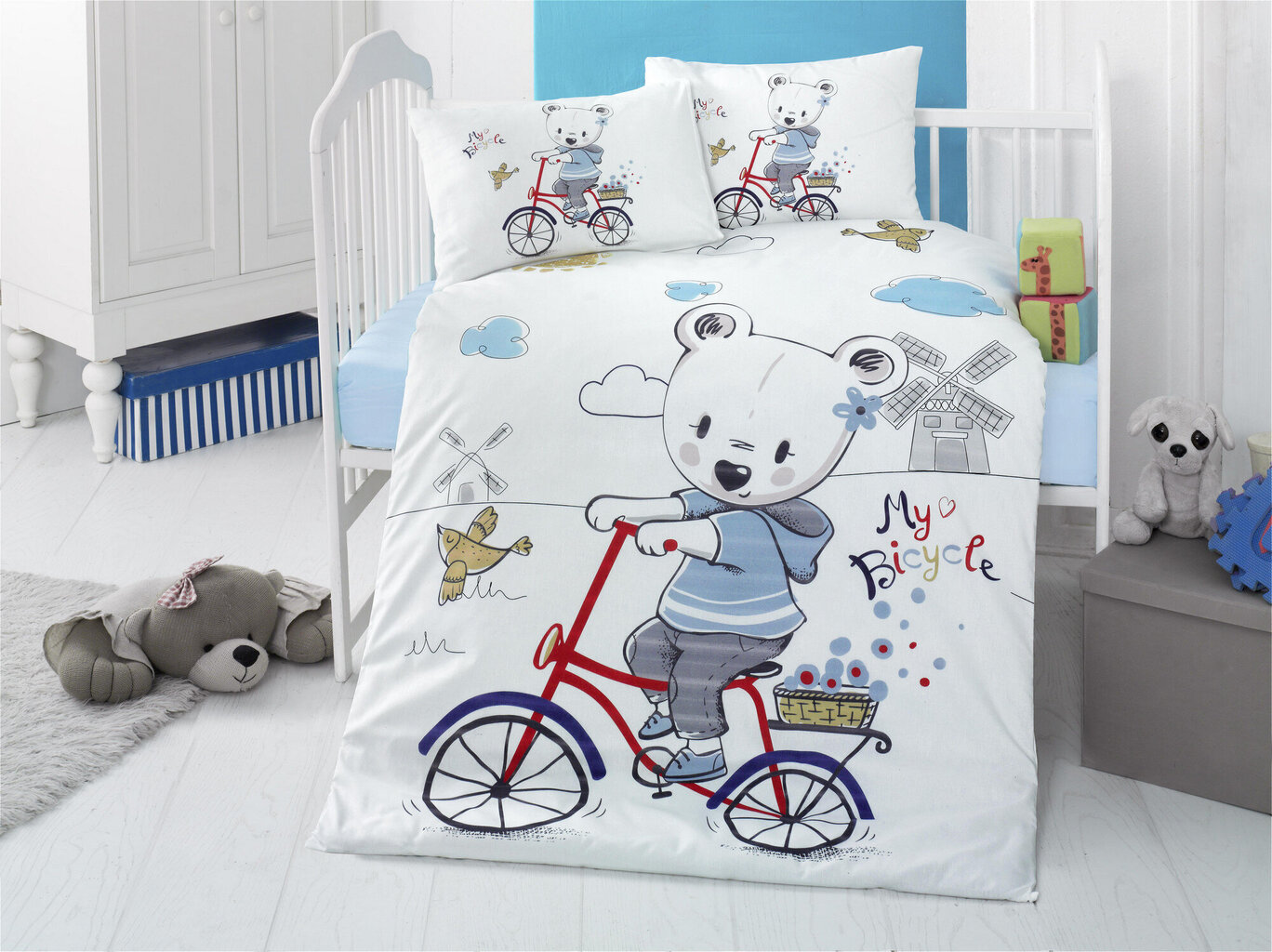 Laste voodipesukomplekt My Bike, 4-osaline hind ja info | Laste voodipesu | hansapost.ee