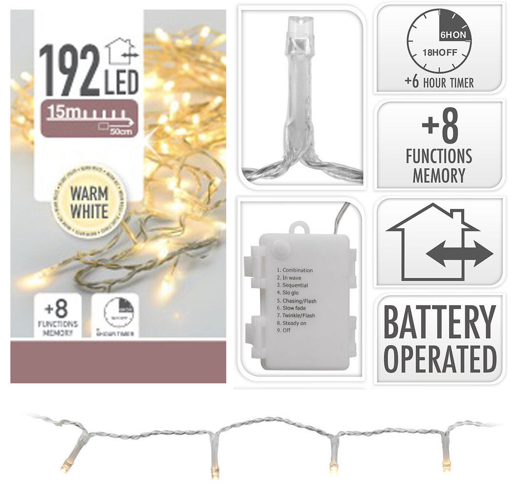Jõulutulede valguskett, 192 LED hind ja info | Jõulutuled | hansapost.ee