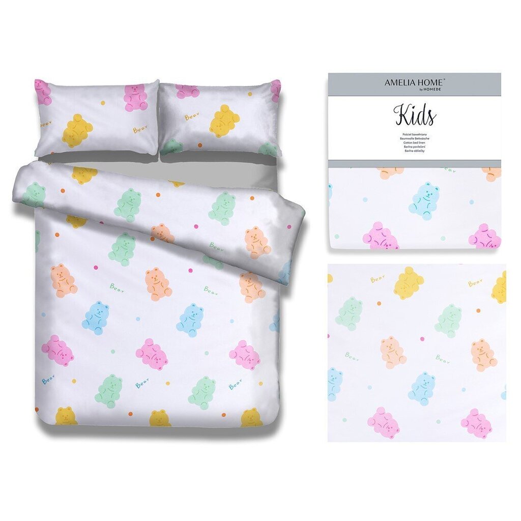 AmeliaHome voodipesukomplekt Candybears 135 x 200 cm + padjapüürid 40 x 60 cm + 80 x 80 cm hind ja info | Laste voodipesu | hansapost.ee