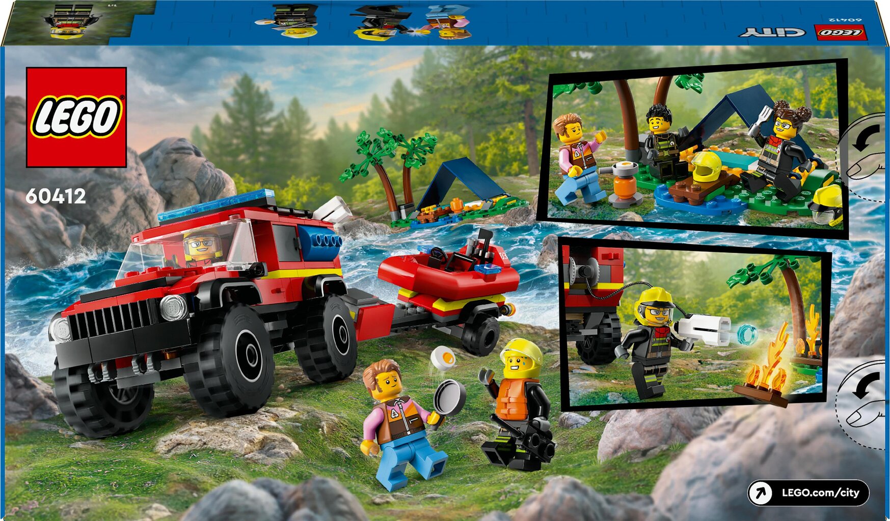 60412 Lego® City 4x4 tuletõrjeauto koos päästepaadiga цена и информация | Klotsid ja konstruktorid | hansapost.ee