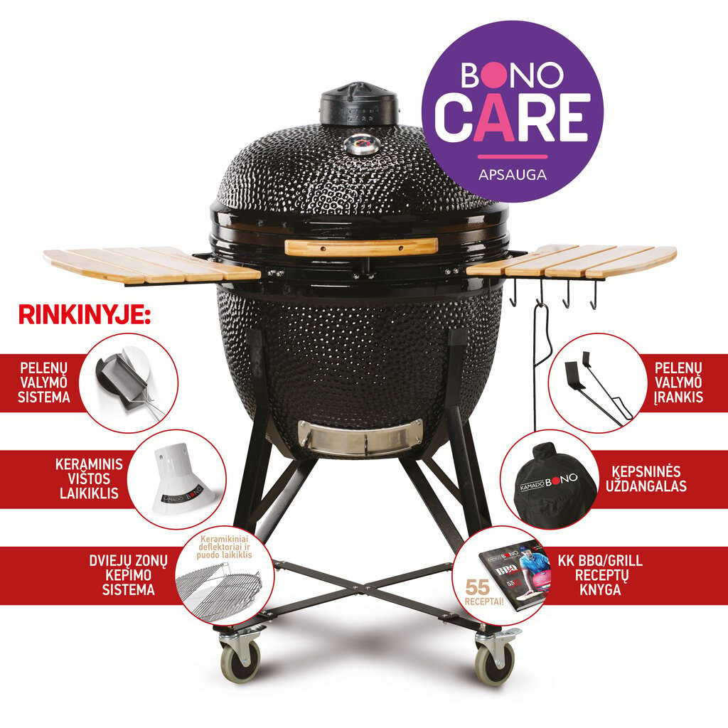 Keraamiline grill Kamado Bono Limited, 64cm, must hind ja info | Grillid | hansapost.ee