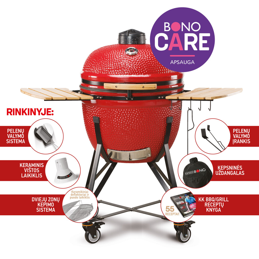 Keraamiline grill Kamado Bono Limited, 64cm, punane цена и информация | Grillid | hansapost.ee