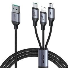 USB кабель Joyroom SA21-1T3 USB-C to Lightning+USB-C+MicroUSB 30W 1.2m черный цена и информация | Borofone 43757-uniw | hansapost.ee