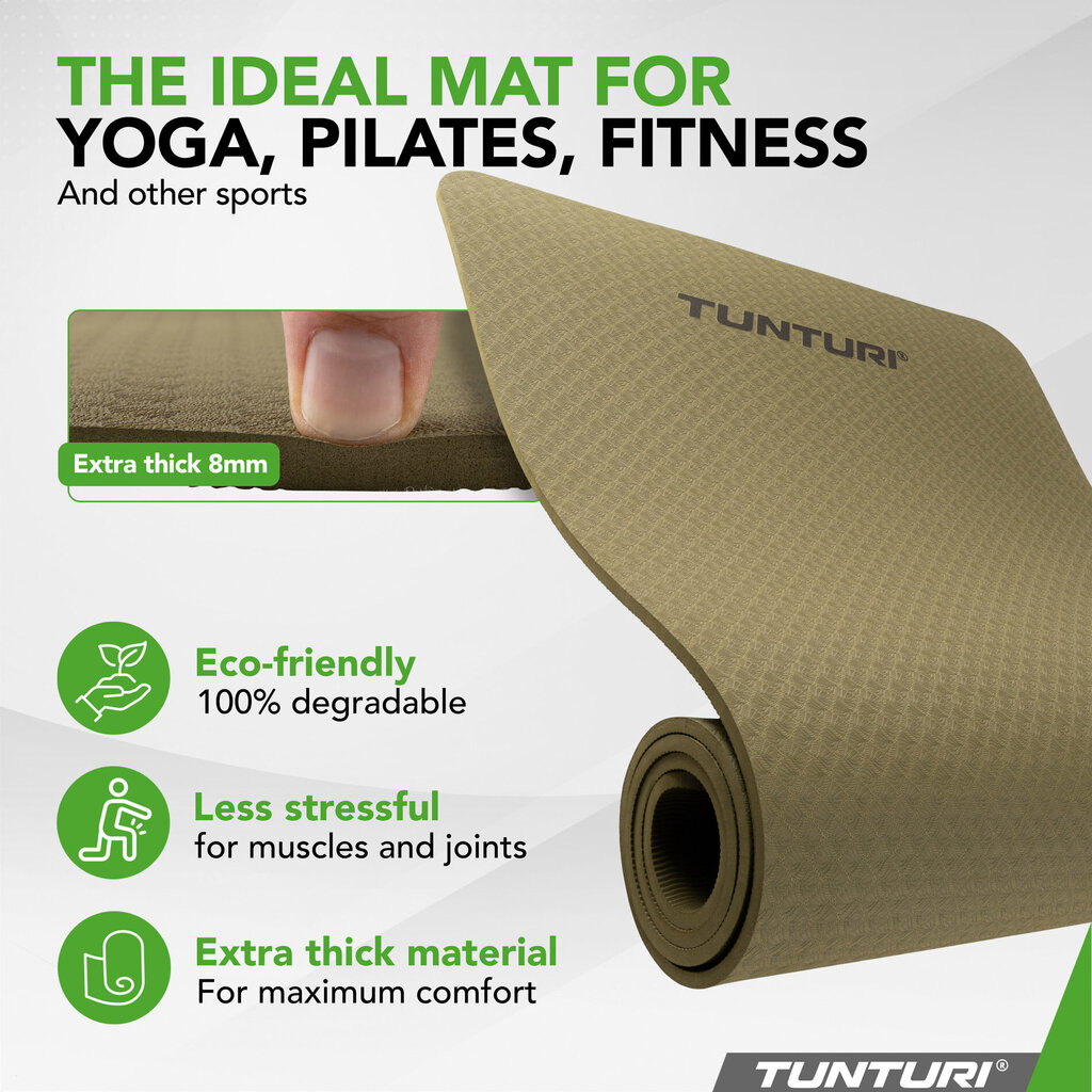 Joogamatt Tunturi Yogamat 8mm, Army Green hind ja info | Joogamatid | hansapost.ee