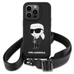 Чехол Karl Lagerfeld для iPhone 15 6,1 KLHCP15SSCBSKNK hardcase черный Crossbody Silicone Ikonik цена и информация | Чехлы для телефонов | hansapost.ee