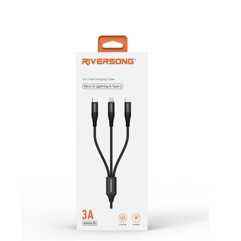 Riversong 3in1 Infinity 05 USB - Lightning + USB-C + microUSB 1,0 m, C58 hind ja info | Mobiiltelefonide kaablid | hansapost.ee