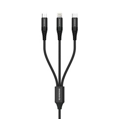 Riversong laidas 3in1 Infinity 05 USB - Lightning + USB-C + microUSB 1,0 m juodas C58 цена и информация | Кабели для телефонов | hansapost.ee