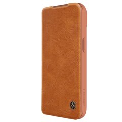 iPhone 15 Pro Nillkin Qin Pro Leather Flip Camera Cover Case - Brown цена и информация | Чехлы для телефонов | hansapost.ee