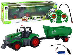 Nuotoliniu būdu valdomas traktorius su priekaba, žalias цена и информация | Игрушки для мальчиков | hansapost.ee