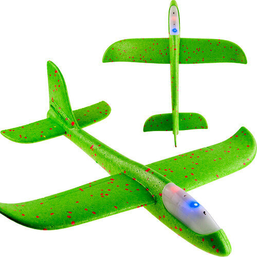 Helendav vahtplastist lennuk, 47 cm, roheline цена и информация | Mänguasjad poistele | hansapost.ee
