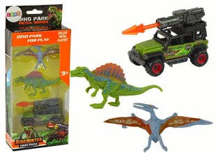 Dinosauruste kujude ja auto komplekt Lean Toys hind ja info | Mänguasjad poistele | hansapost.ee