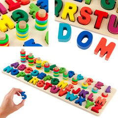 Puidust arendav pusle-sorteerija Tähestik ja numbrid hind ja info | Arendavad laste mänguasjad | hansapost.ee