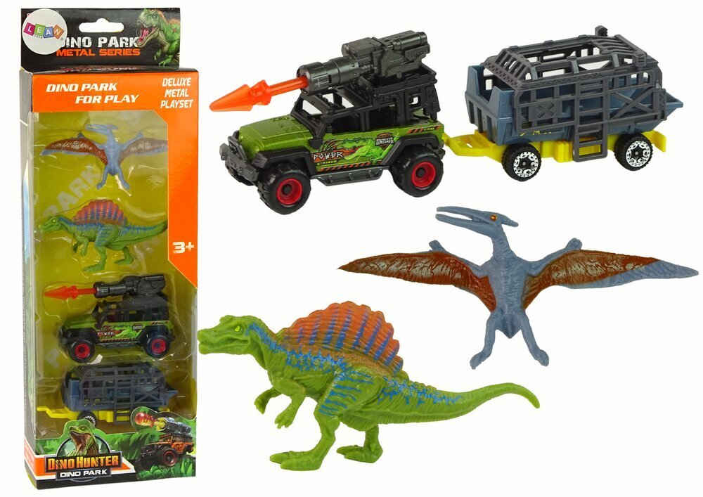 Dinosaurused ja auto koos haagisega Lean Toys hind ja info | Mänguasjad poistele | hansapost.ee