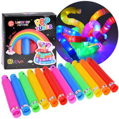 POP TUBE LED šviečiantys sensoriniai vamzdeliai, 12 vnt. цена и информация | Развивающие игрушки для детей | hansapost.ee