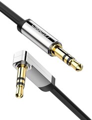 UGREEN mini jack 3,5mm AUX flat elbow cable 1m (black) цена и информация | Кабели и провода | hansapost.ee