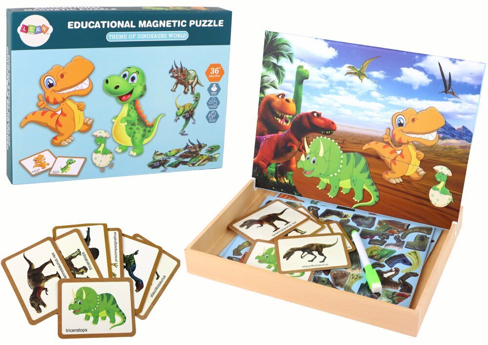 Arendav magnetiline puslekomplekt Dinosaurused Lean Toys hind ja info | Arendavad laste mänguasjad | hansapost.ee