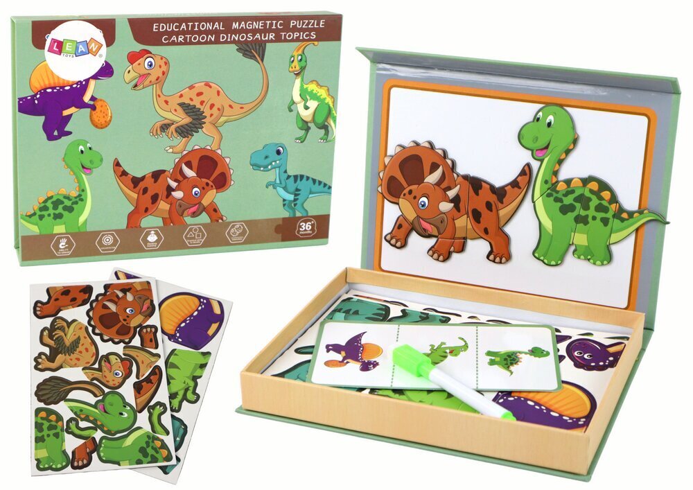 Arendav komplekt magnetpusled Dinosaurused Lean Toys hind ja info | Arendavad laste mänguasjad | hansapost.ee