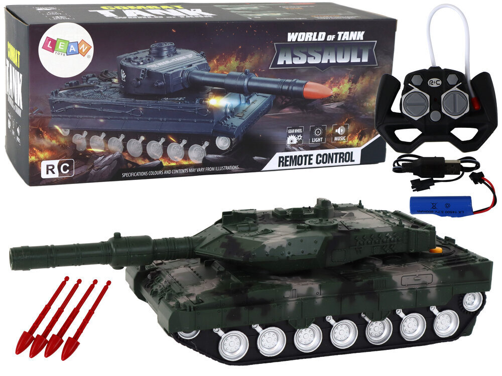 Tank koos puldiga Lean Toys, roheline цена и информация | Mänguasjad poistele | hansapost.ee