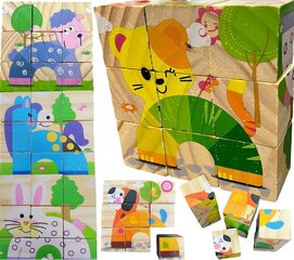 Puidust klotsidega pusle Loomad, 6in1 price and information | Educational children's toys | hansapost.ee