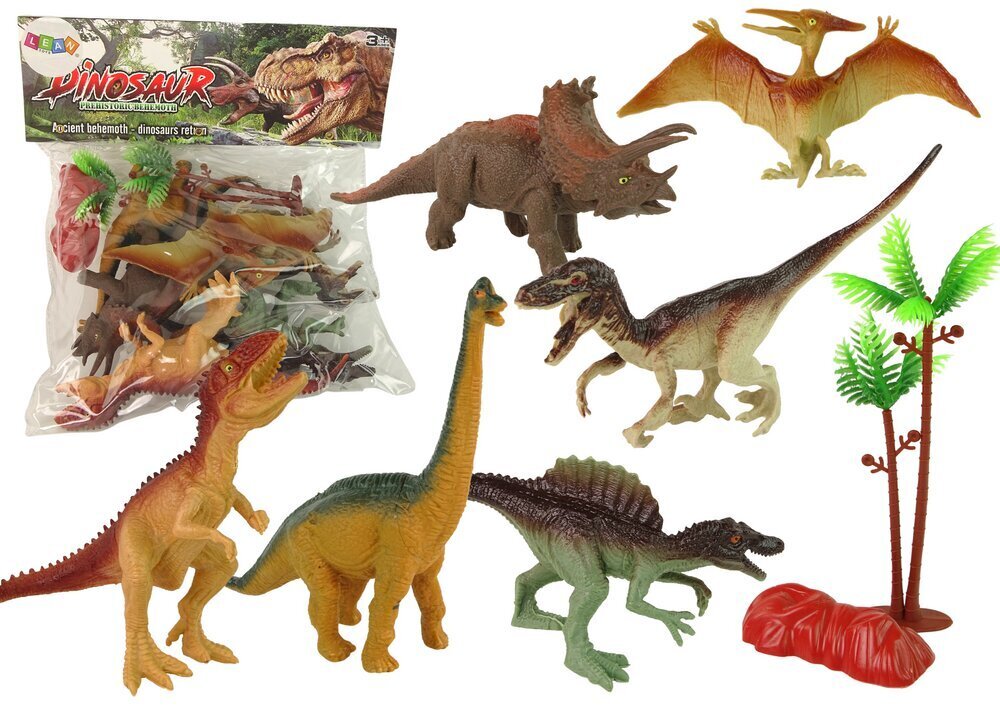 Dinosauruste figuuride komplekt koos tarvikutega Lean Toys, 8-osaline цена и информация | Mänguasjad poistele | hansapost.ee