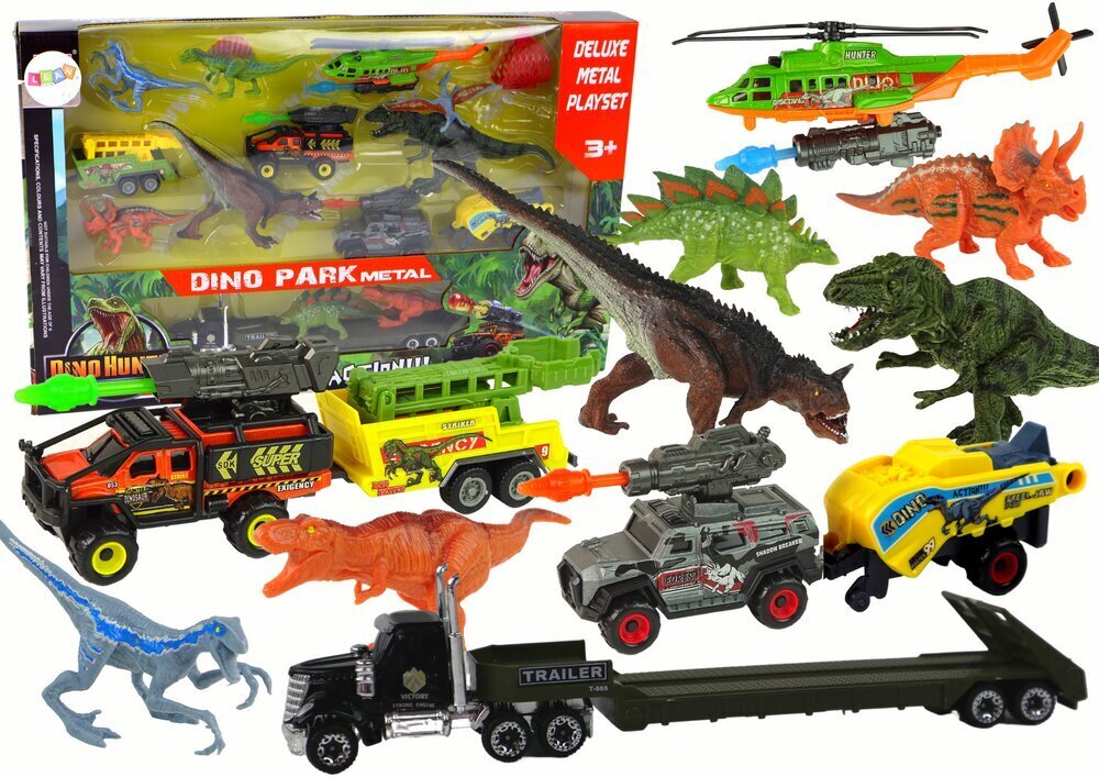 Dinosauruste ja sõidukite komplekt Lean Toys цена и информация | Mänguasjad poistele | hansapost.ee