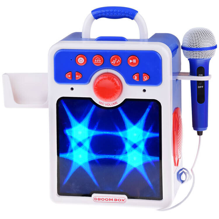 Muusikaline Boombox kõlar lastele mikrofoniga, sinine цена и информация | Arendavad laste mänguasjad | hansapost.ee