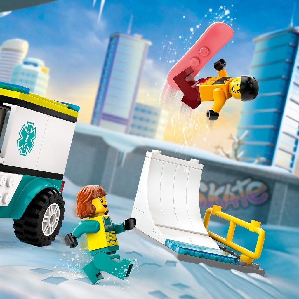 60403 LEGO® City Emergency Ambulance and Snowboarder kiirabiauto ja lumelaudur цена и информация | Klotsid ja konstruktorid | hansapost.ee