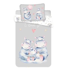 Beebi voodipesukomplekt Hippos Baby, 100 x 135 cm + padjapüür 40 x 60 cm hind ja info | Voodipesukomplektid | hansapost.ee