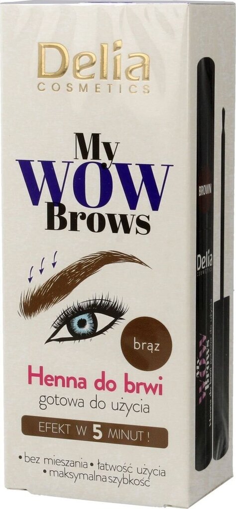 Henna kulmudele Delia My Wow Brows 4.0 Brown, 6 ml цена и информация | Kulmupliiatsid, -puudrid ja -värvid | hansapost.ee