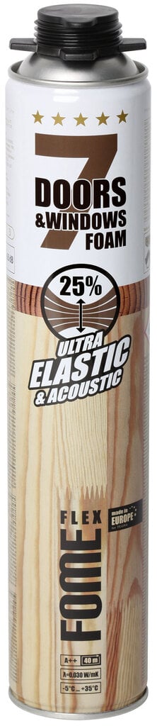 Montaaživaht Fome Flex 7 Doors&Windows Elastic Pistol Foam, 750ml цена и информация | Ehitusvahud ja silikoonid | hansapost.ee