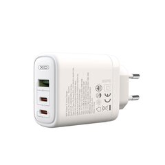 XO wall charger CE04 PD 65W 2x USB-C 1x USB white цена и информация | Зарядные устройства для телефонов | hansapost.ee