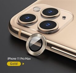 USAMS Camera Lens Glass iPhone 11 Pro Max metal ring złoty|gold BH573JTT04 (US-BH573) цена и информация | Защитные пленки для телефонов | hansapost.ee