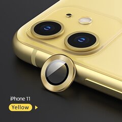 USAMS Camera Lens Glass iPhone 11 metal ring żółty|yellow BH572JTT06 (US-BH572) цена и информация | Защитные пленки для телефонов | hansapost.ee