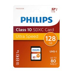 Philips SDXC Card 128GB Class 10 UHS-I U1 цена и информация | Карты памяти | hansapost.ee