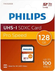 Philips SDXC 128GB Class 10 UHS-I U3 V30 A1 hind ja info | Mälukaardid mobiiltelefonidele | hansapost.ee