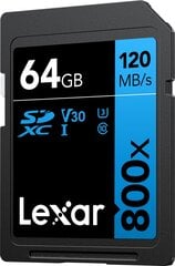 Lexar Professional 800X SDXC UHS-I цена и информация | Карты памяти | hansapost.ee