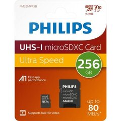 Карта памяти Philips MicroSDHC 256GB class 10|UHS 1 + Адаптер цена и информация | Карты памяти | hansapost.ee