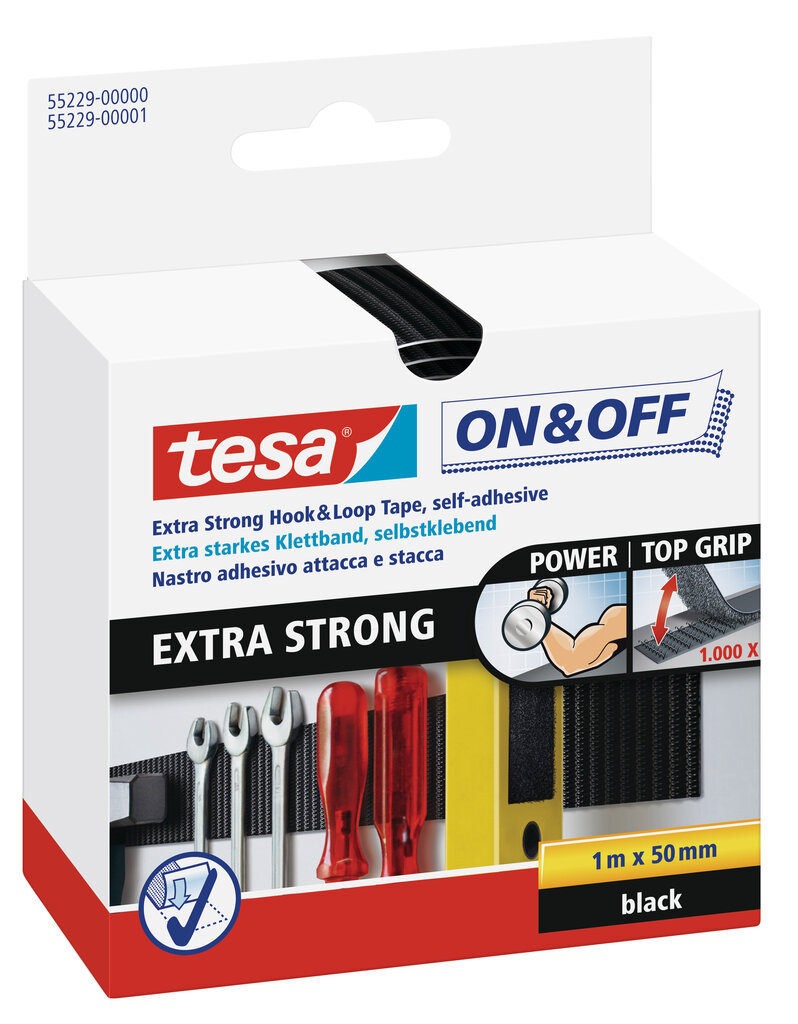 Kleeplint Tesa On&Off Extra Strong 1 m x 50 mm, must hind ja info | Käsitööriistad | hansapost.ee