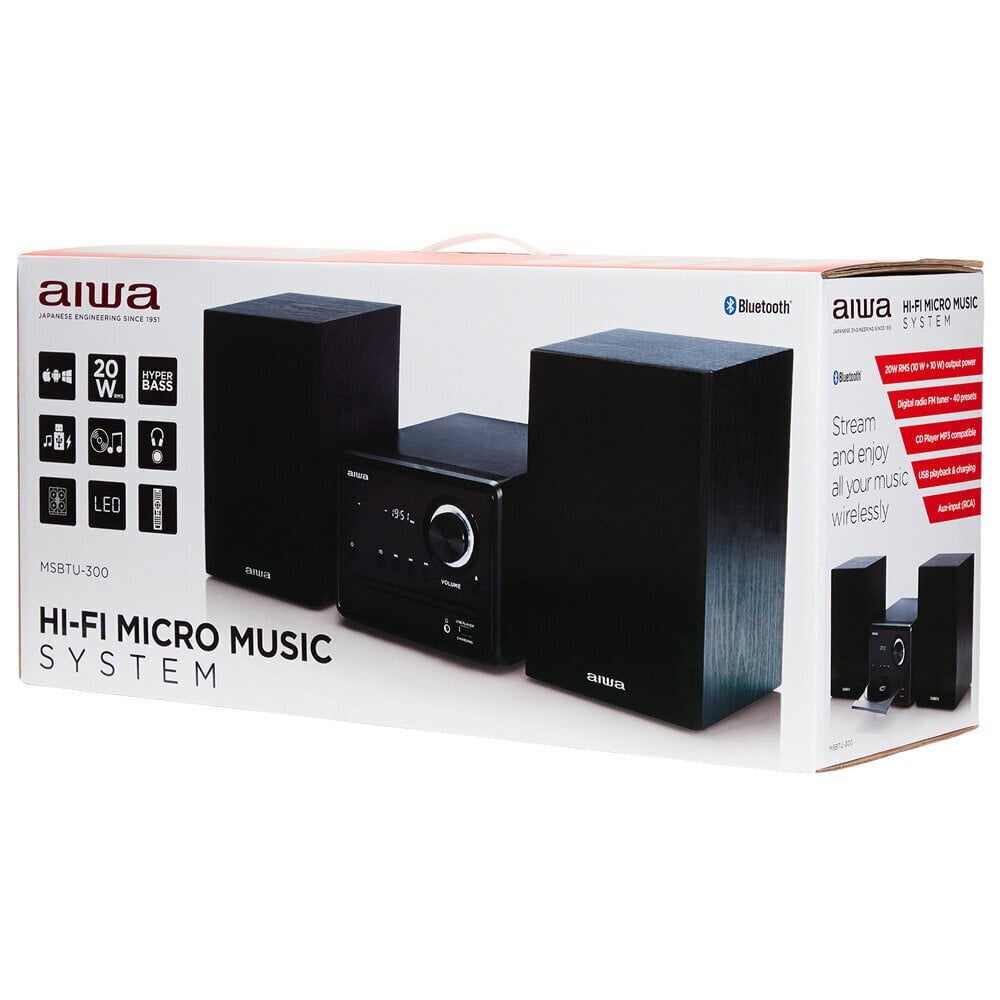 Kodune audio mikrosüsteem Aiwa MSBTU-300 black hind ja info | Muusikakeskused | hansapost.ee