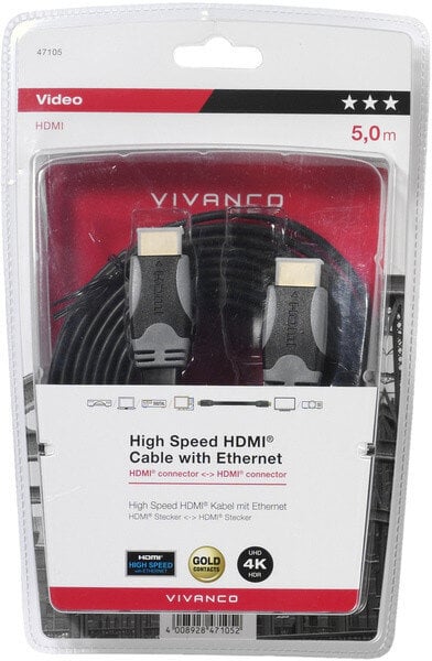 Vivanco, HDMI - HDMI, 5 m hind ja info | Juhtmed ja kaablid | hansapost.ee
