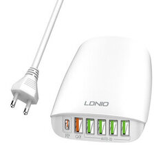 Зарядное устройство для телефона LDNIO A6573C, 5x USB, 65Вт, 1.5 м (white) цена и информация | Зарядные устройства для телефонов | hansapost.ee