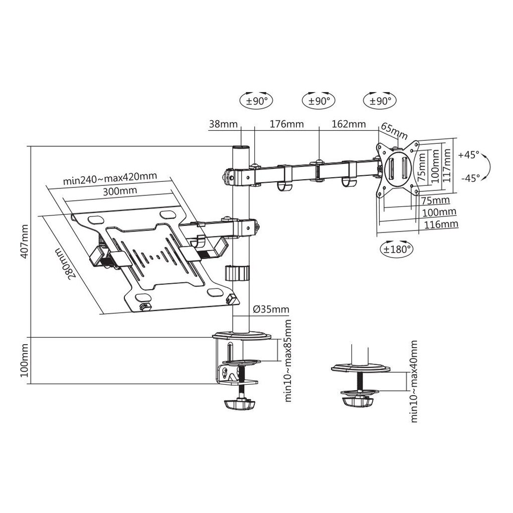 Sbox LCD-LM01-2 13-27" hind ja info | Teleri seinakinnitused ja hoidjad | hansapost.ee