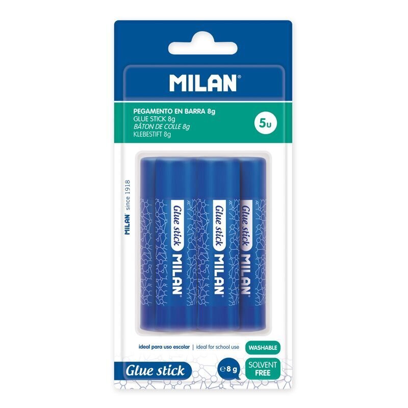 Pliiatsiliim blisterpakendis Milan, 8 g, 5 tk, BWM10408 цена и информация | Kirjatarvikud | hansapost.ee