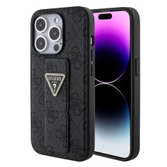 Guess PU Grip Stand 4G Strass Triangle Metal Logo Case for iPhone 15 Pro Black цена и информация | Чехлы для телефонов | hansapost.ee