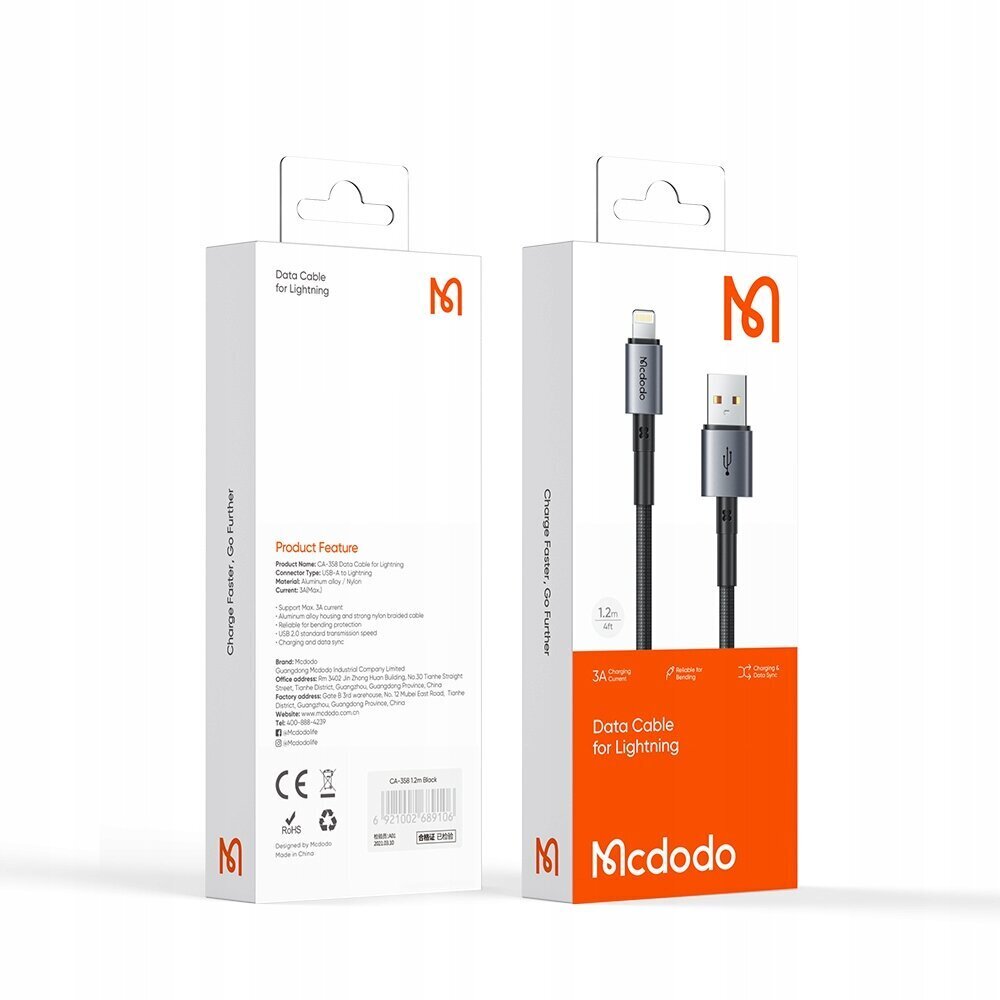 McDodo Prism Lightning/USB, 1.2m hind ja info | Mobiiltelefonide kaablid | hansapost.ee